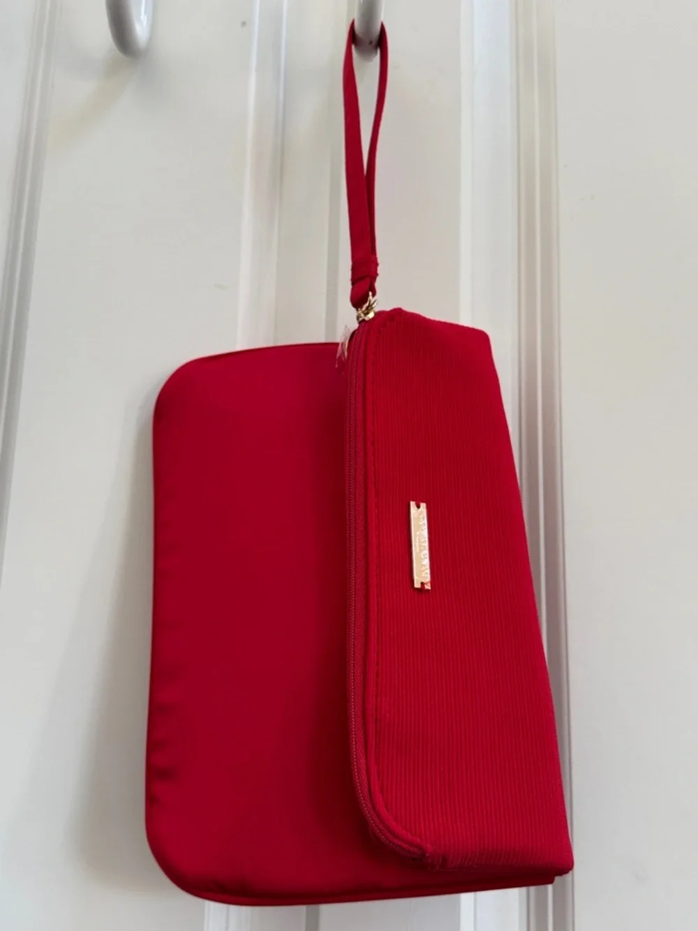 Giorgio Armani Red Wristlet Clutch with Gold Accent